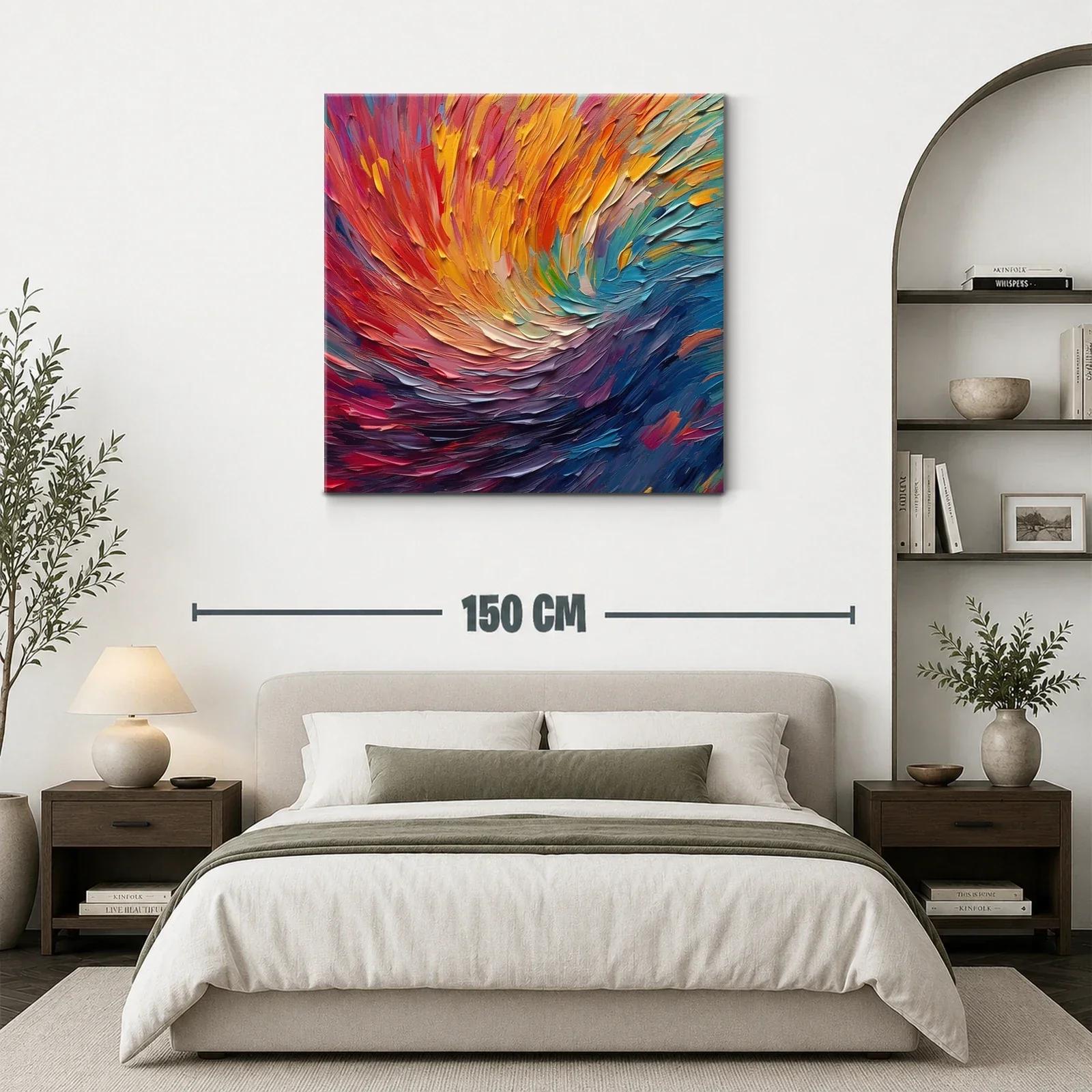 Cuadro abstracto con vibrantes tonos cálidos y fríos — miniatura 3