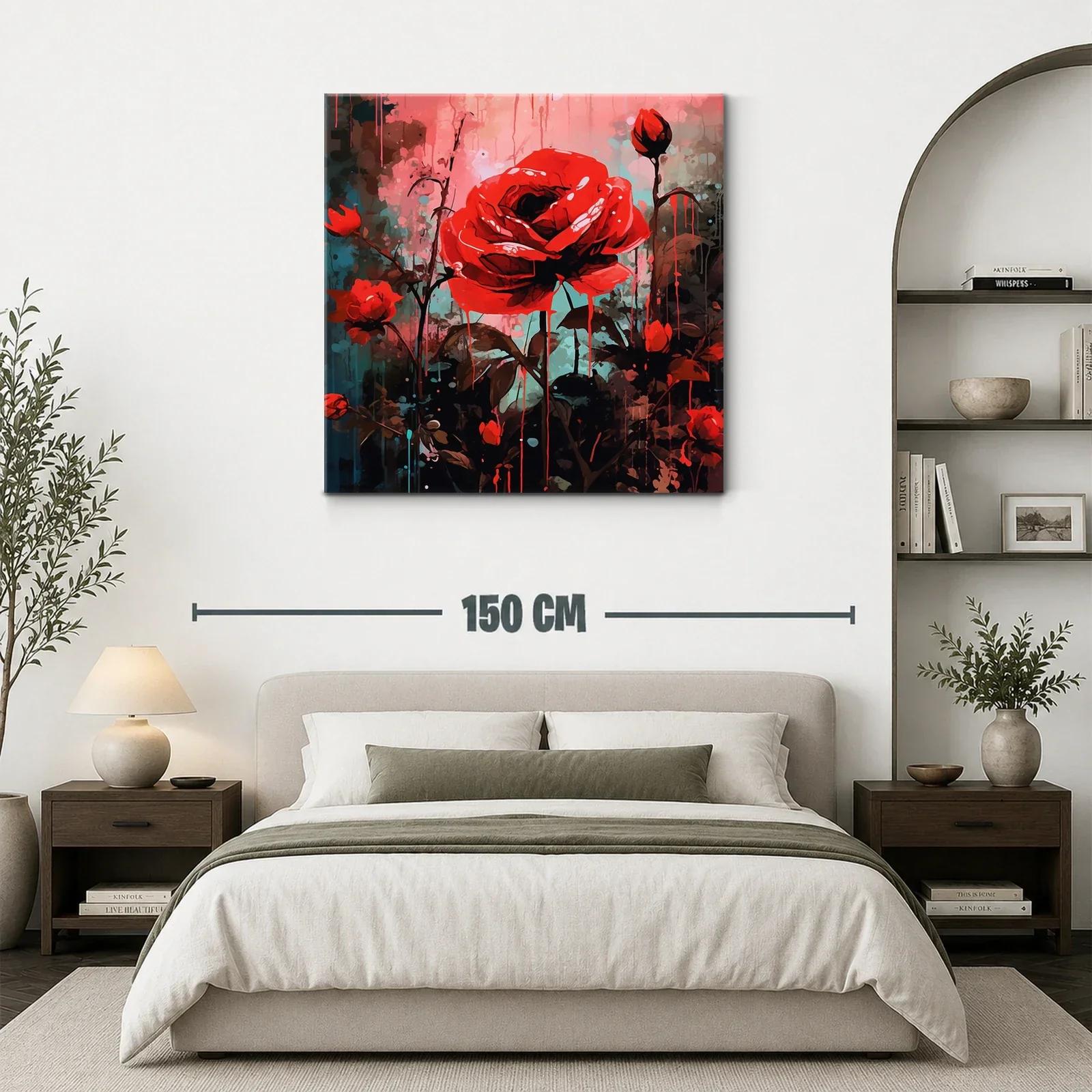 Vibrante composición de rosas rojas con fondo abstracto — miniatura 3