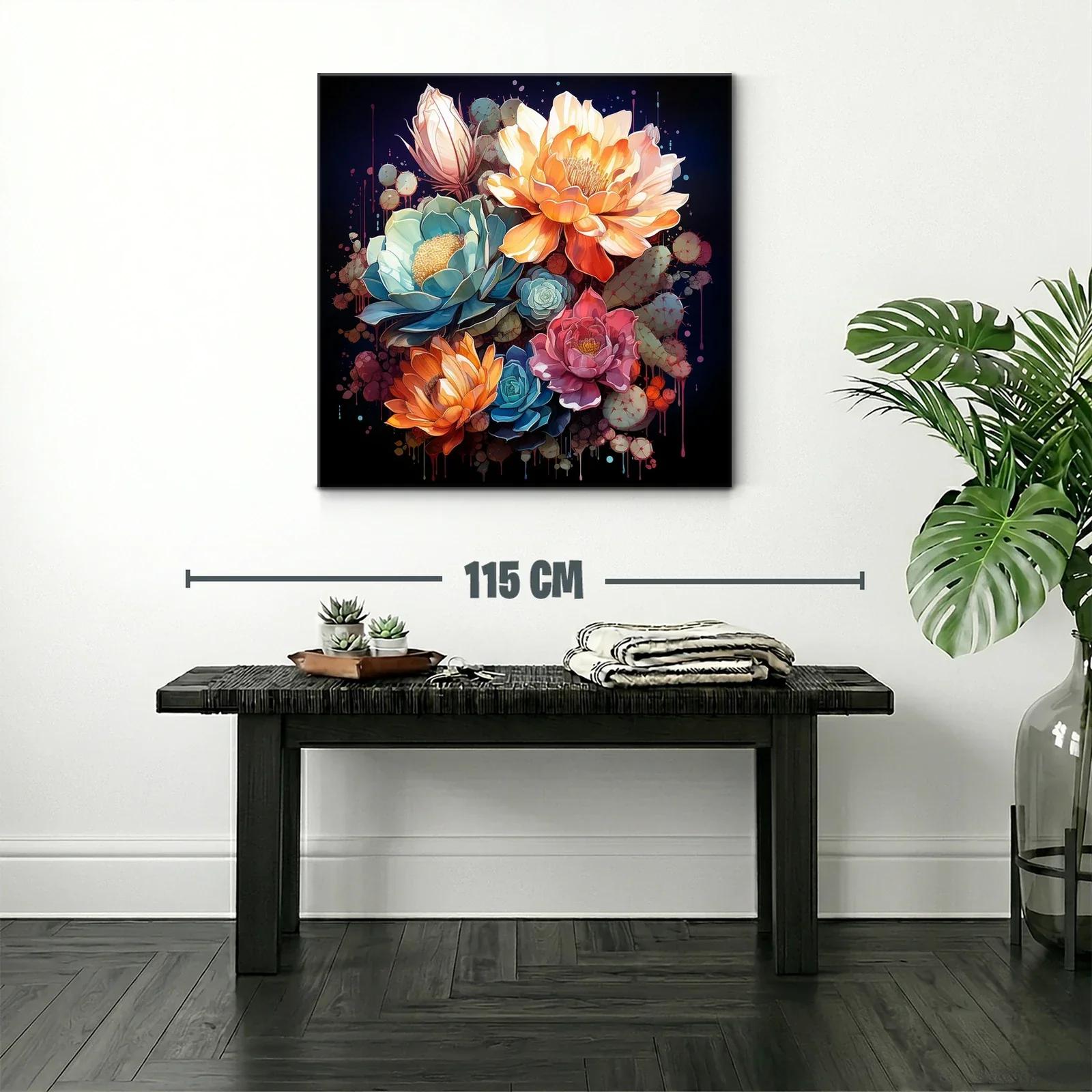 Composición de flores vibrantes con tonos cálidos y fríos — miniatura 2