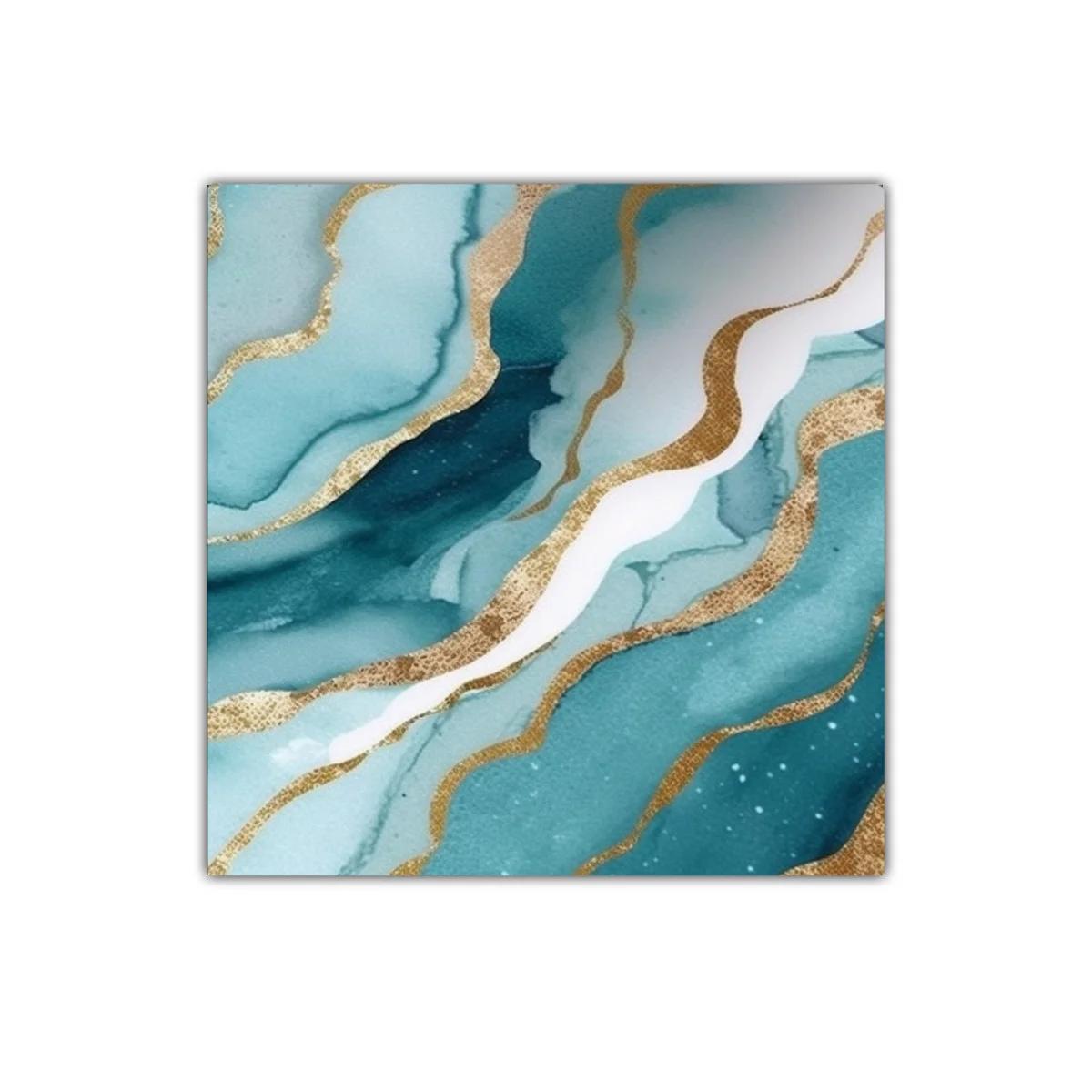 Decoración moderna con motivos fluidos en azul y dorado — imagen principal