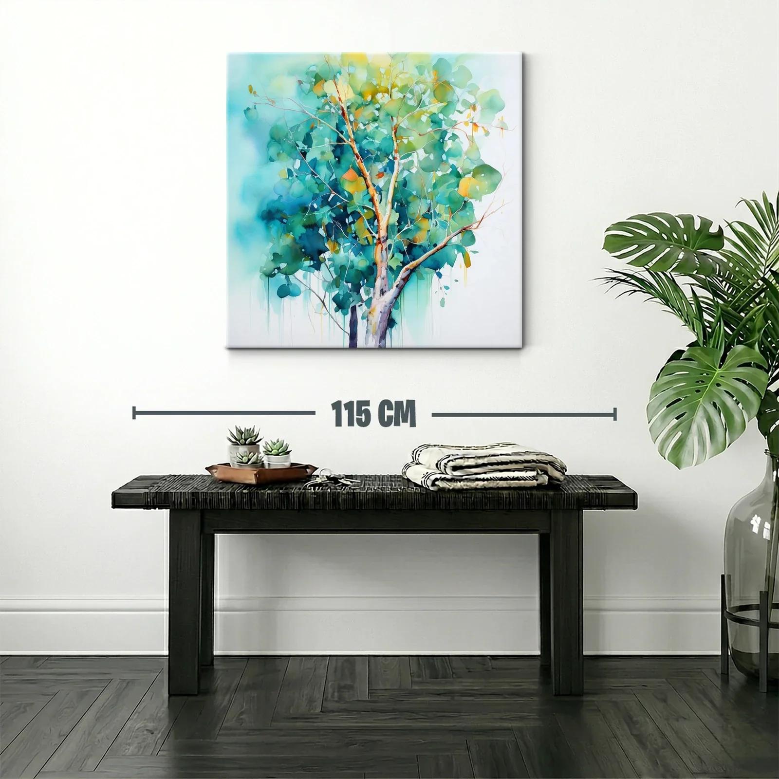 Árbol en acuarela con tonos vibrantes y suaves contrastes — miniatura 2