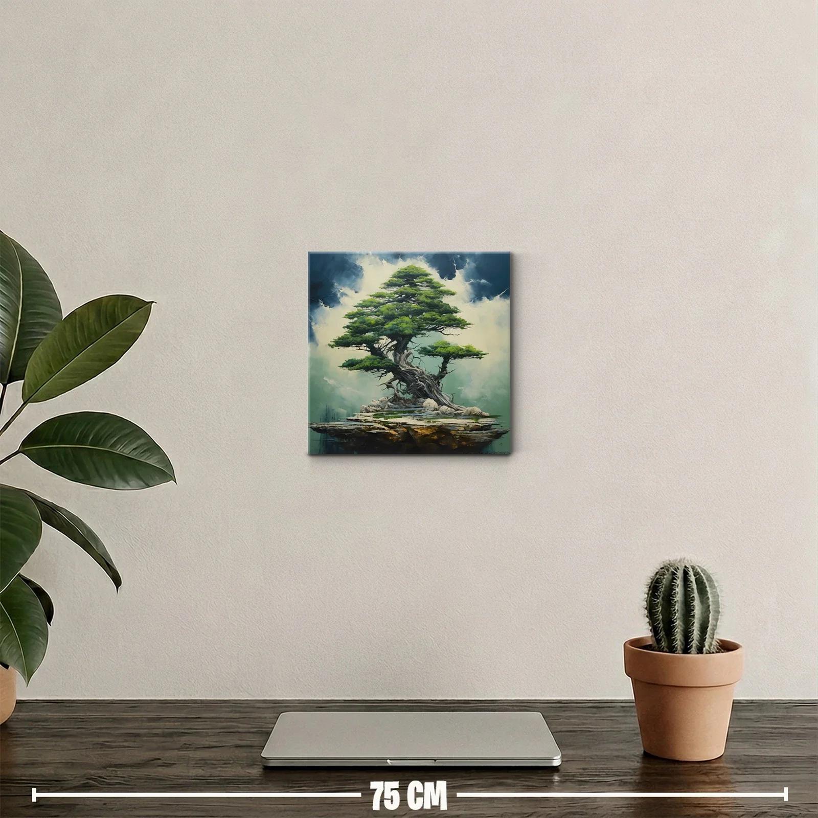 Árbol majestuoso sobre piedra con tonos verdes y azules — miniatura 2