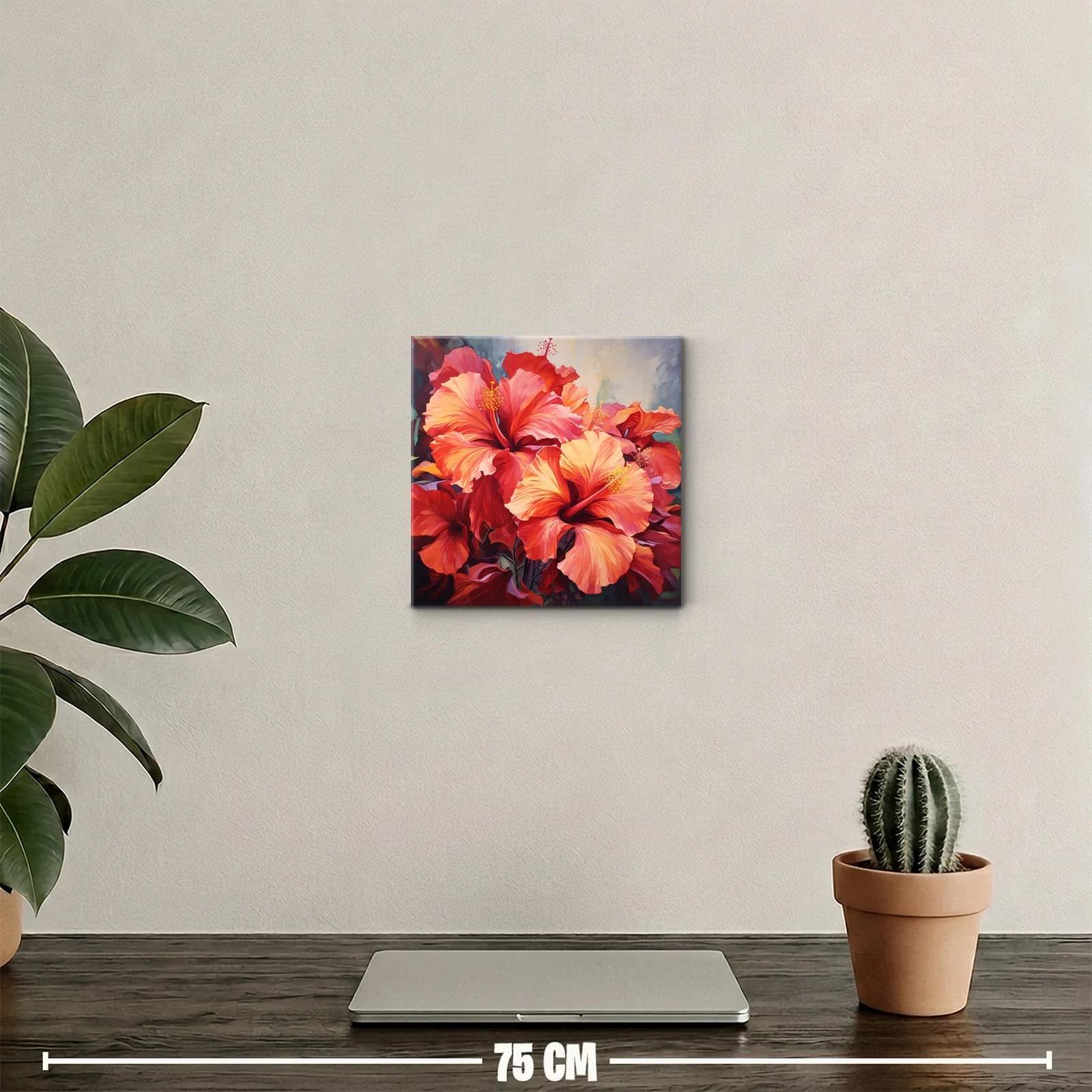 Cuadro de flores vibrantes en tonos rojos y naranjas — miniatura 2