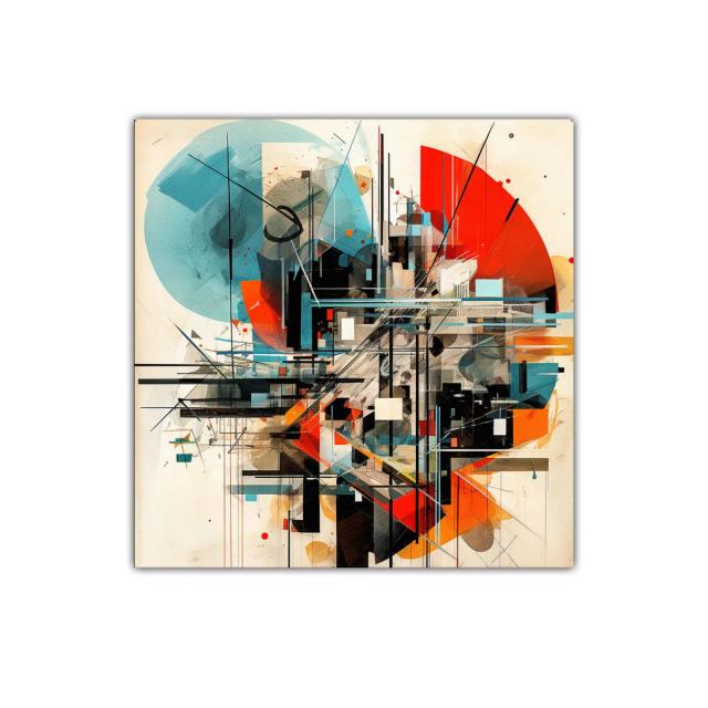 Composición vibrante con formas geométricas y colores intensos