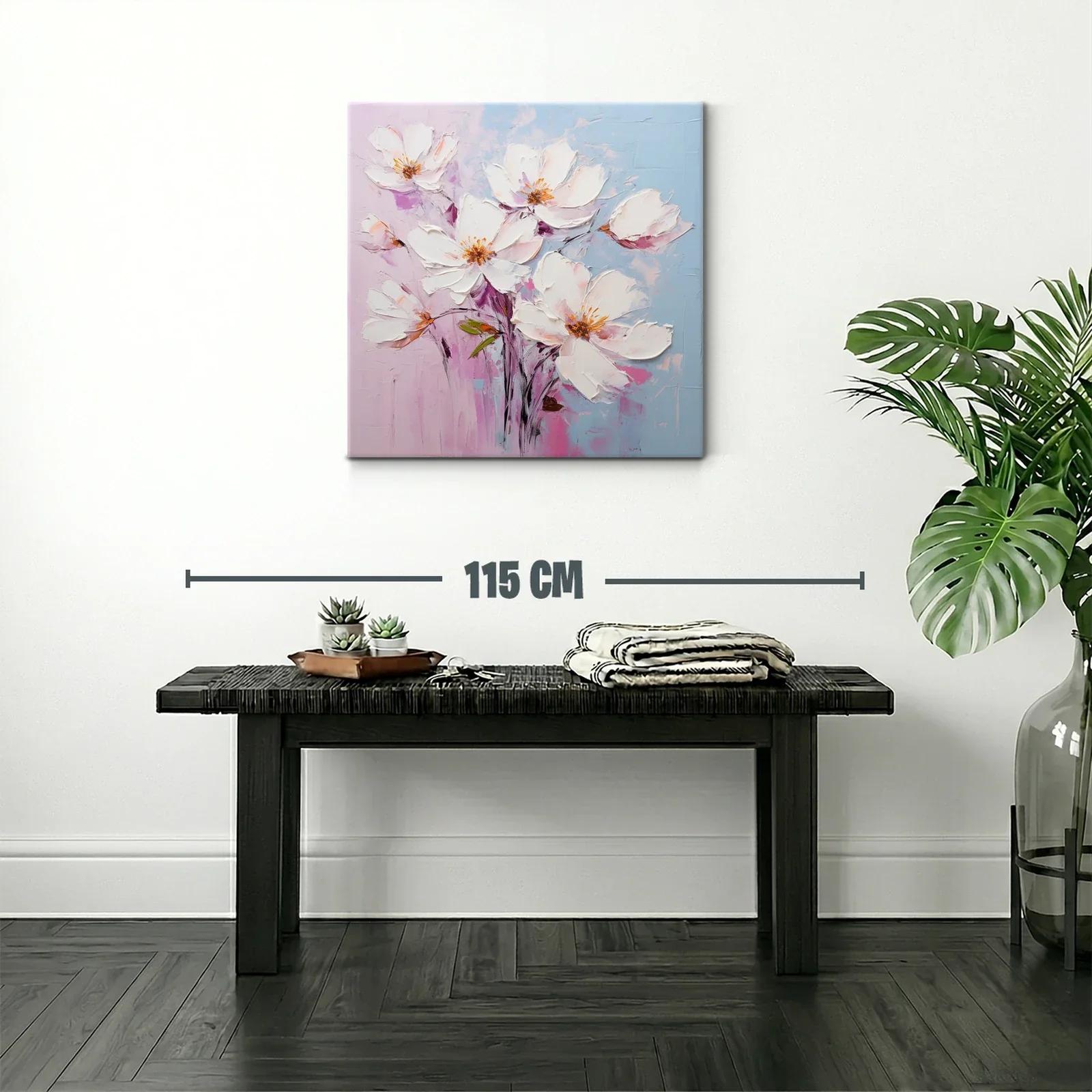 Cuadro de flores blancas sobre fondo pastel suave — miniatura 2
