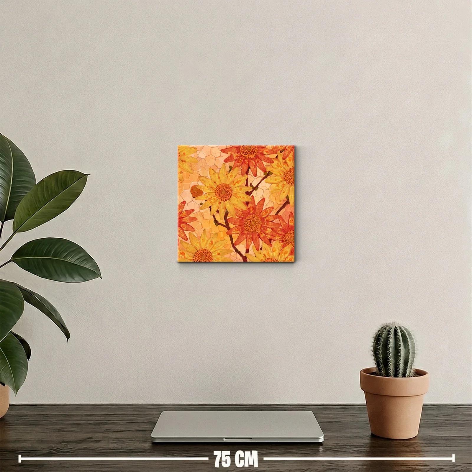 Cuadro decorativo de flores en tonos cálidos y vibrantes — miniatura 2