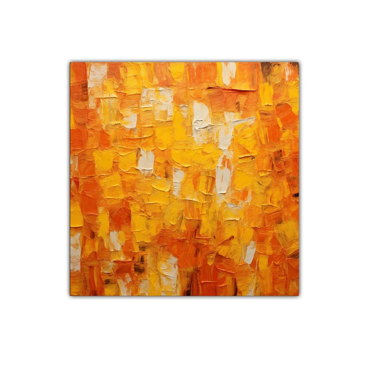 Cuadro abstracto en tonos cálidos naranjas y amarillos