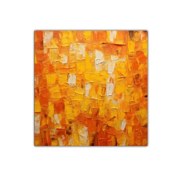 Cuadro abstracto en tonos cálidos naranjas y amarillos