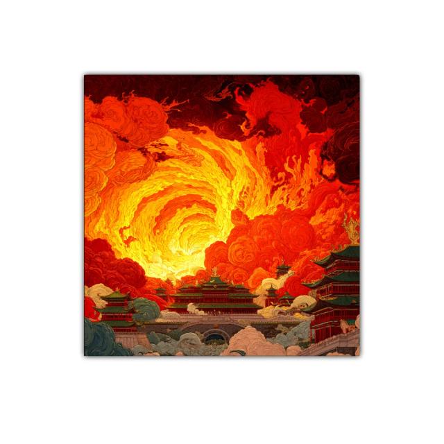 Apocalíptico estallido de fuego sobre ciudad oriental