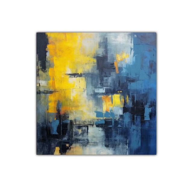Abstracto vibrante con contrastes de azul y amarillo