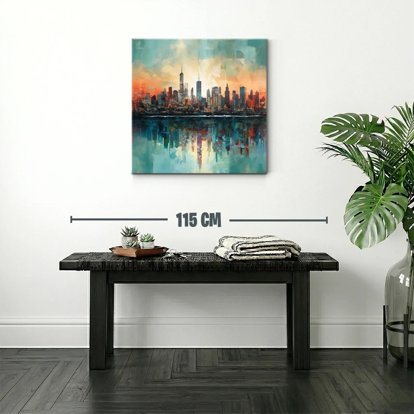 Ciudad al Amanecer con Reflejos en el Agua — miniatura 2