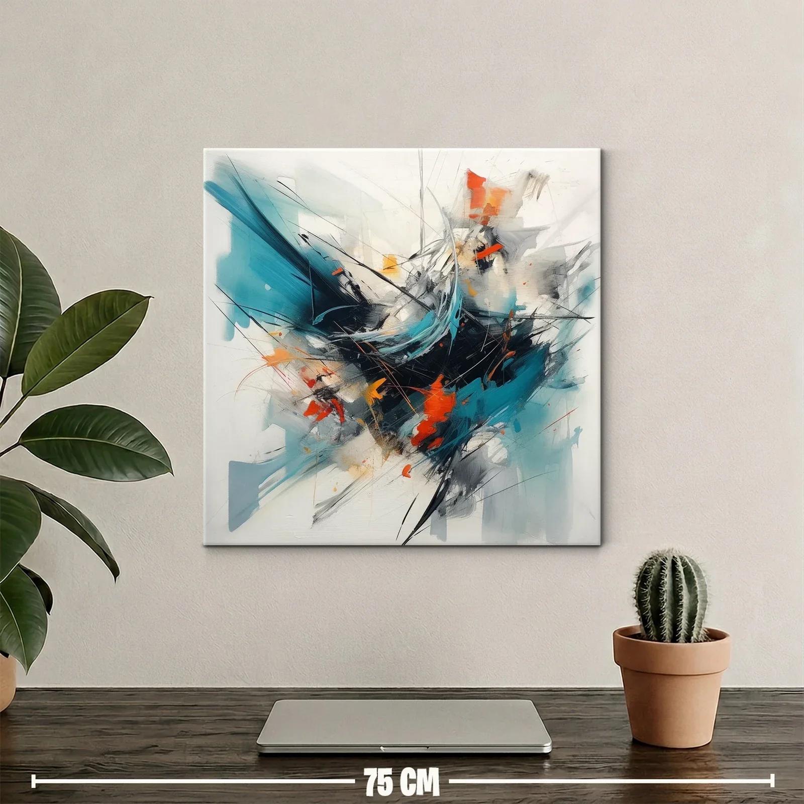 Composición abstracta con tonos turquesa y naranjas vibrantes — miniatura 2
