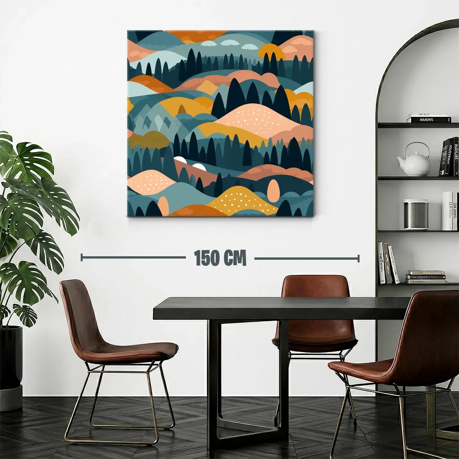 Paisaje abstracto de colinas y bosques en tonos cálidos — miniatura 2