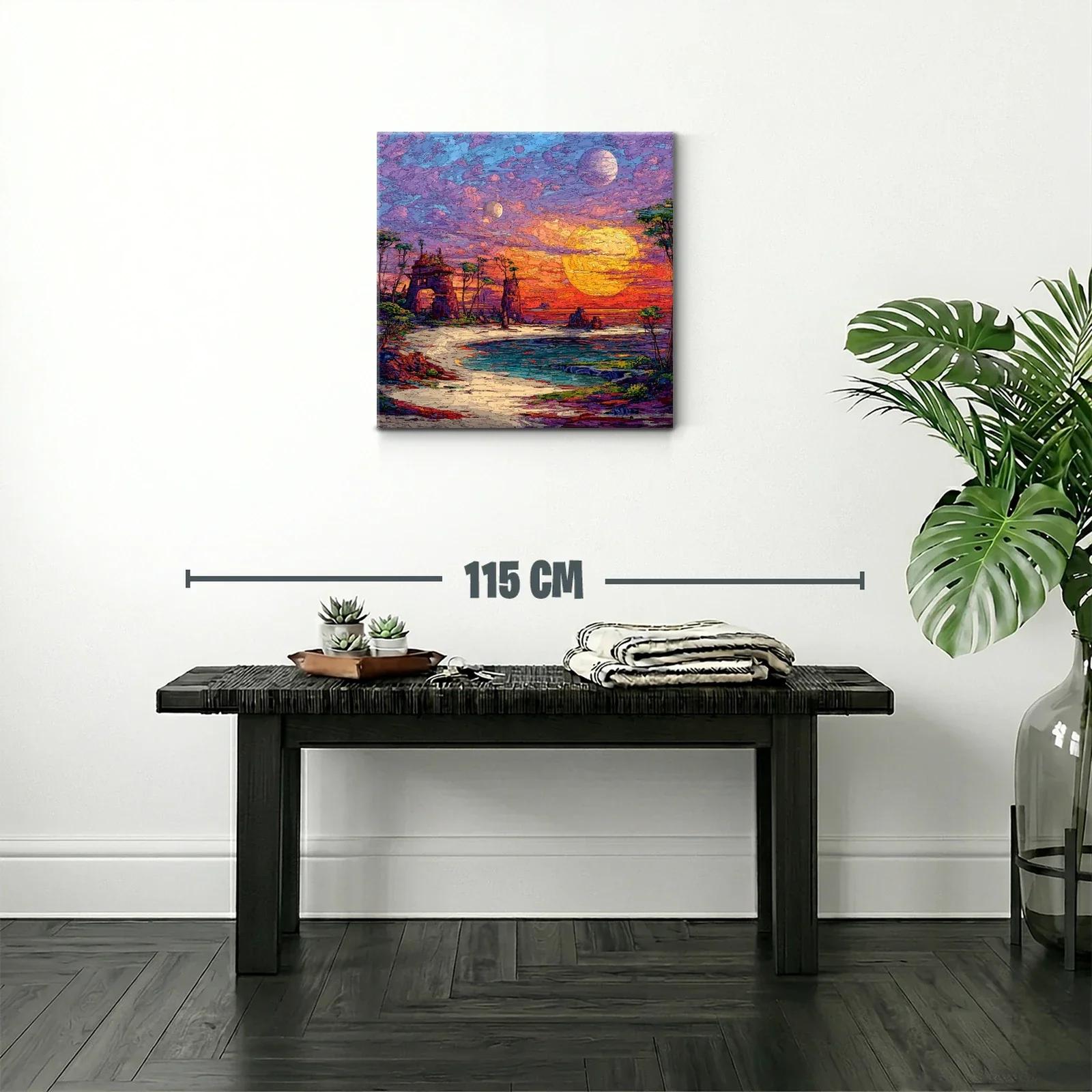 Paisaje Onírico con Dos Lunas al Atardecer — miniatura 2