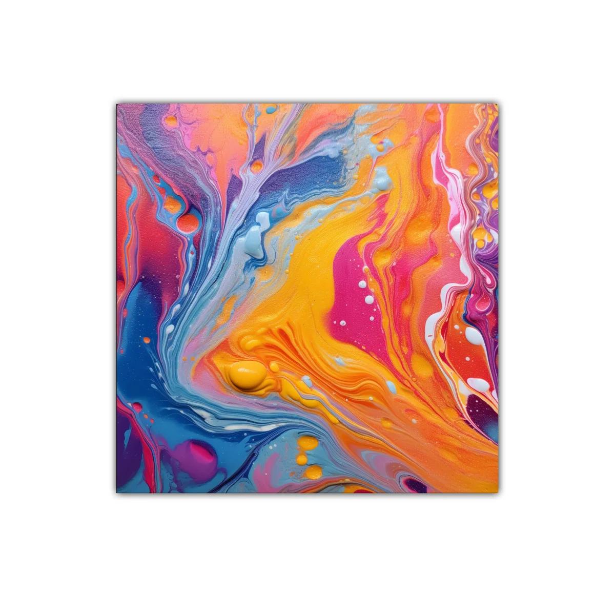 Cuadro abstracto de formas fluidas y colores vibrantes