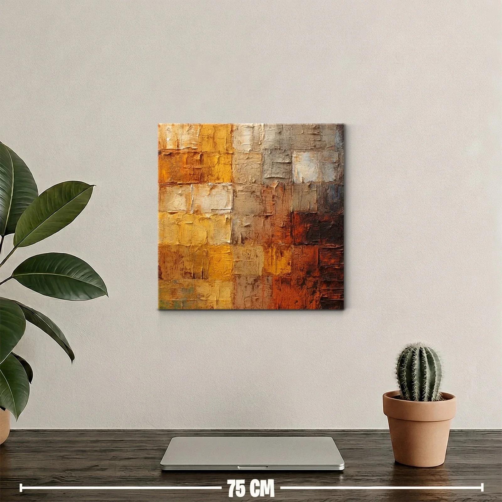 Cuadro abstracto en tonos tierra cálidos y texturizados — miniatura 2