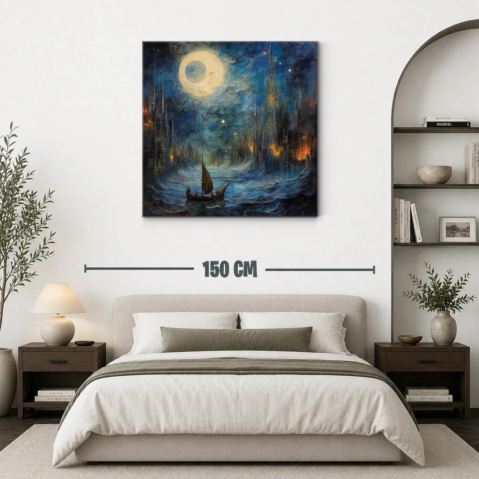 Navegando bajo la luna en ciudad de fantasía nocturna — miniatura 3