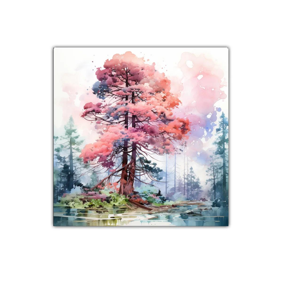 Árbol en tonos rosa y azul en paisaje sereno — imagen principal