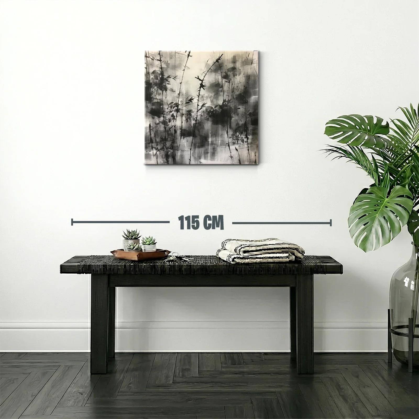 Arte abstracto con ramas en tonos grises y negros — miniatura 2