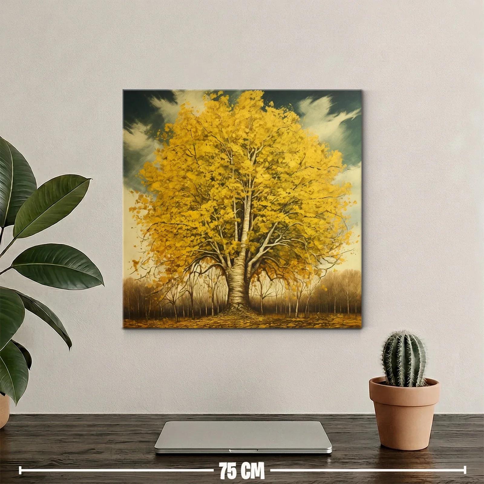 Majestuoso árbol dorado en paisaje otoñal sereno — miniatura 2