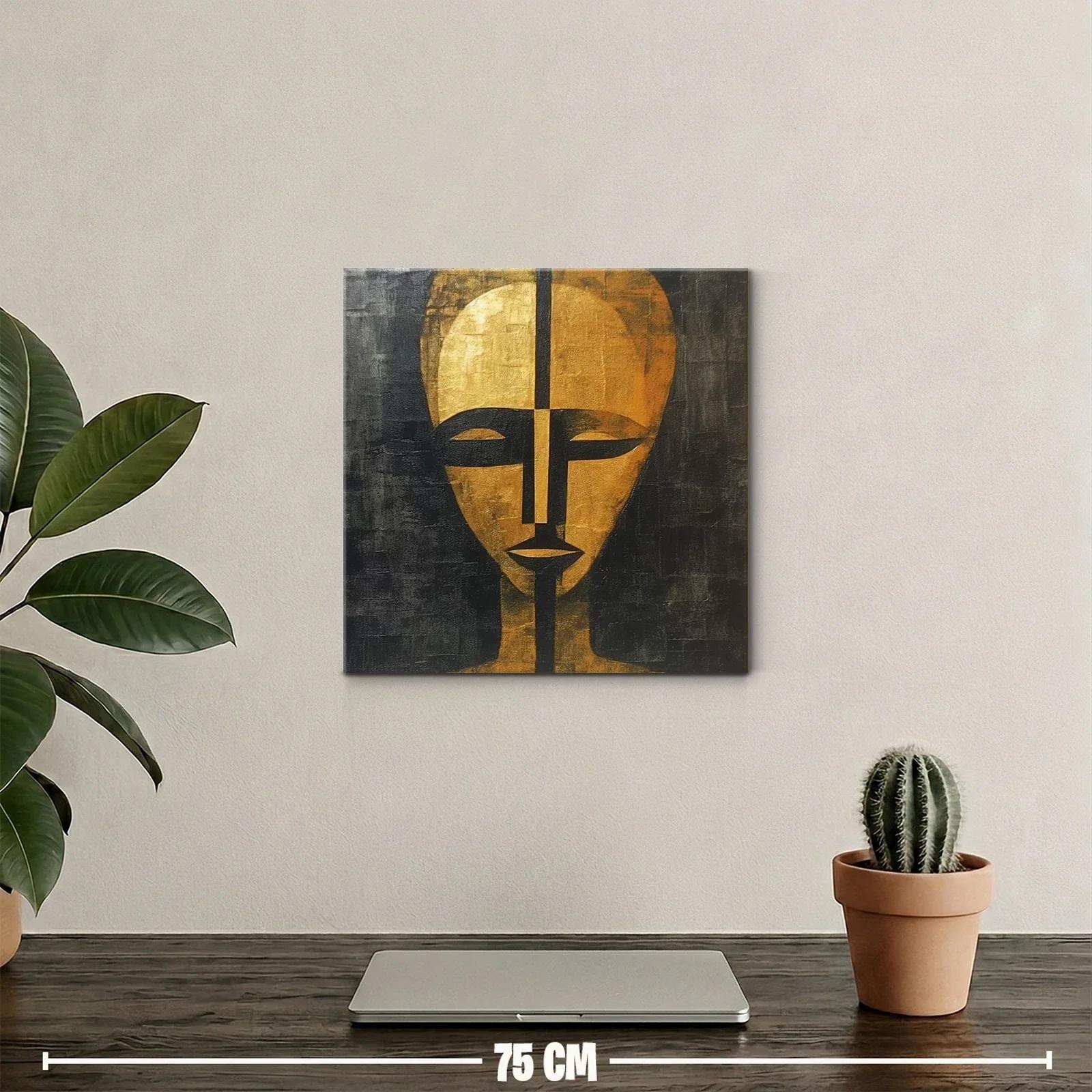 Rostro abstracto en tonos dorados y negros — miniatura 2