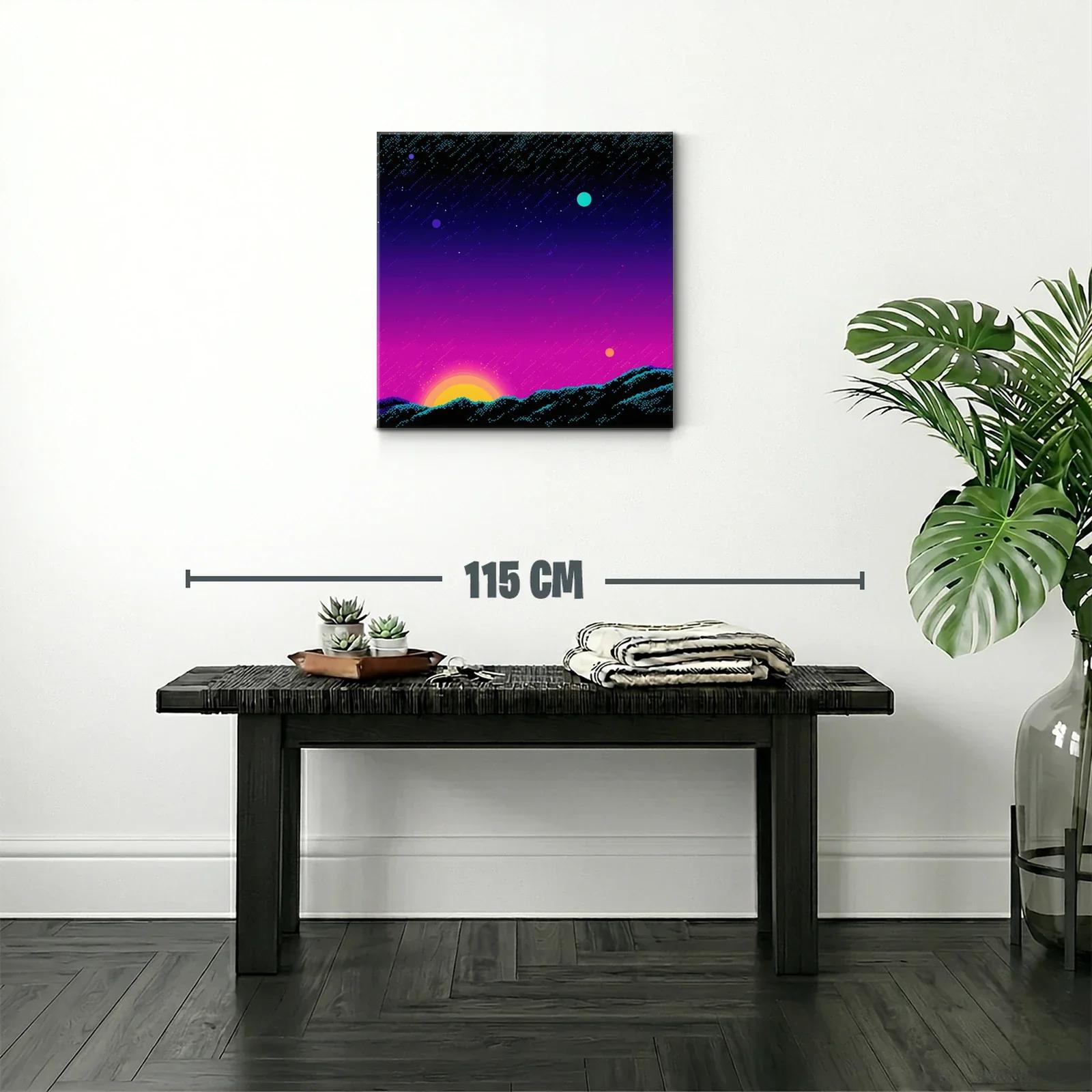 Atardecer cósmico con estrellas y planetas brillantes — miniatura 2