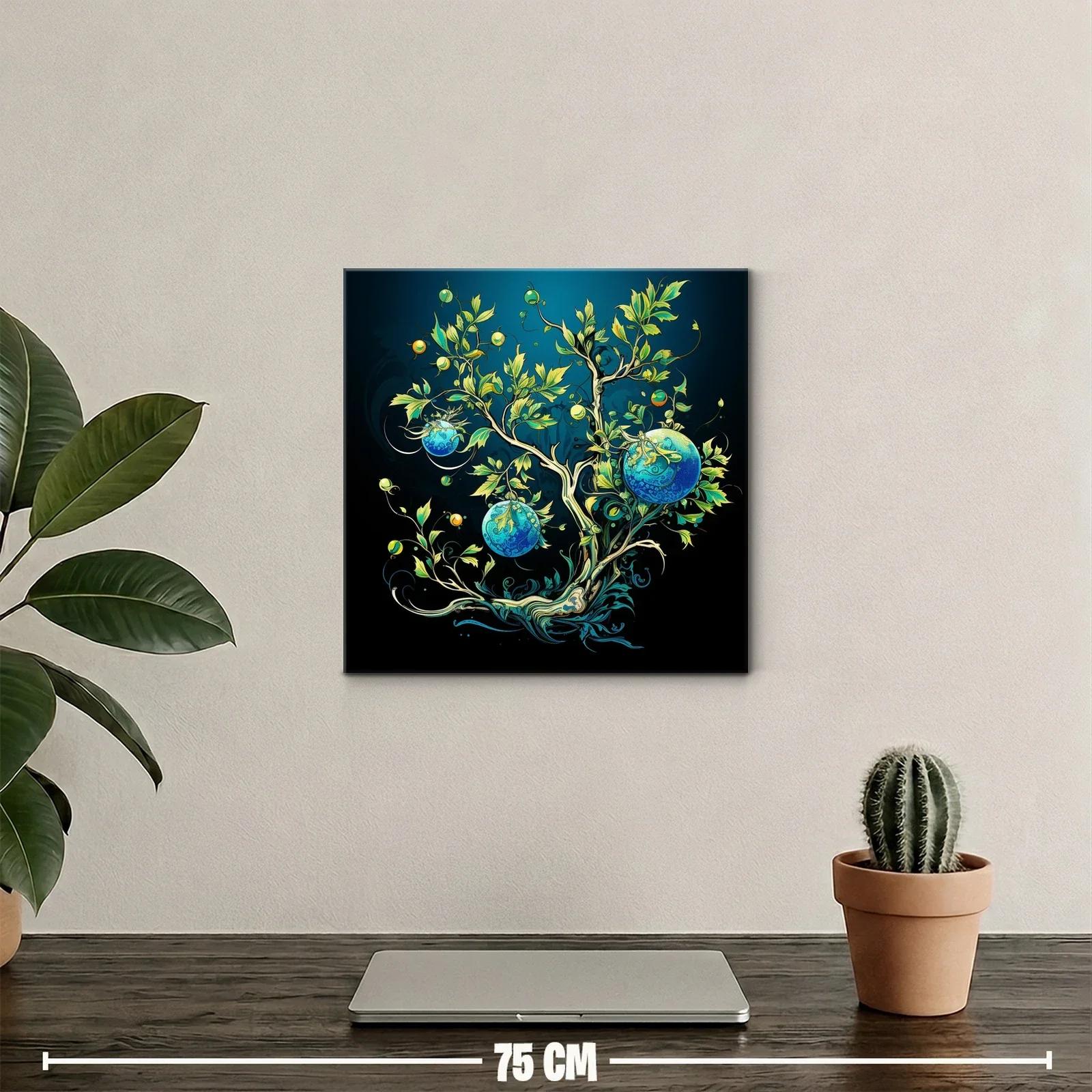Árbol imaginario con esferas azules y tonos verdes vibrantes — miniatura 2