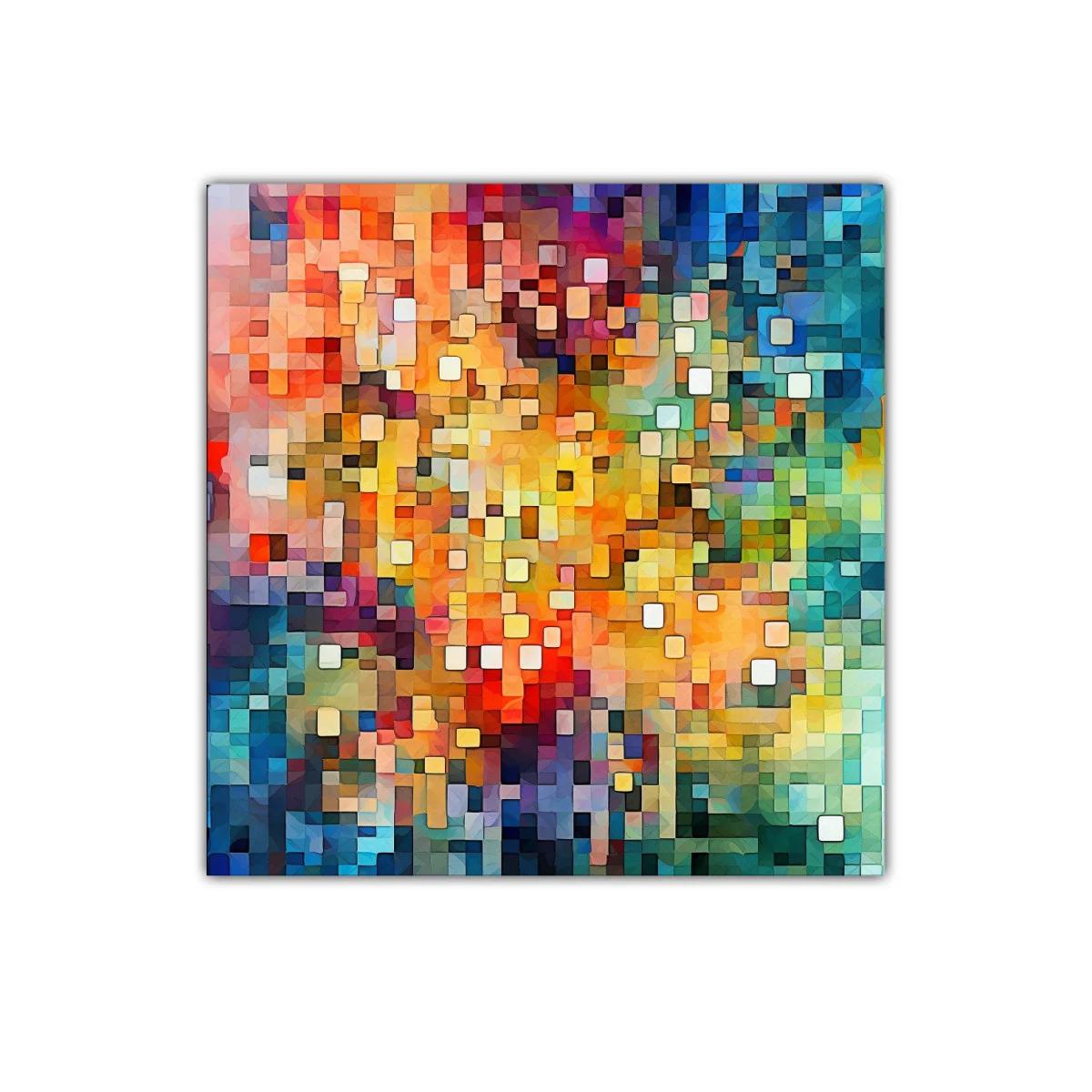 Composición abstracta vibrante con tonos cálidos y fríos