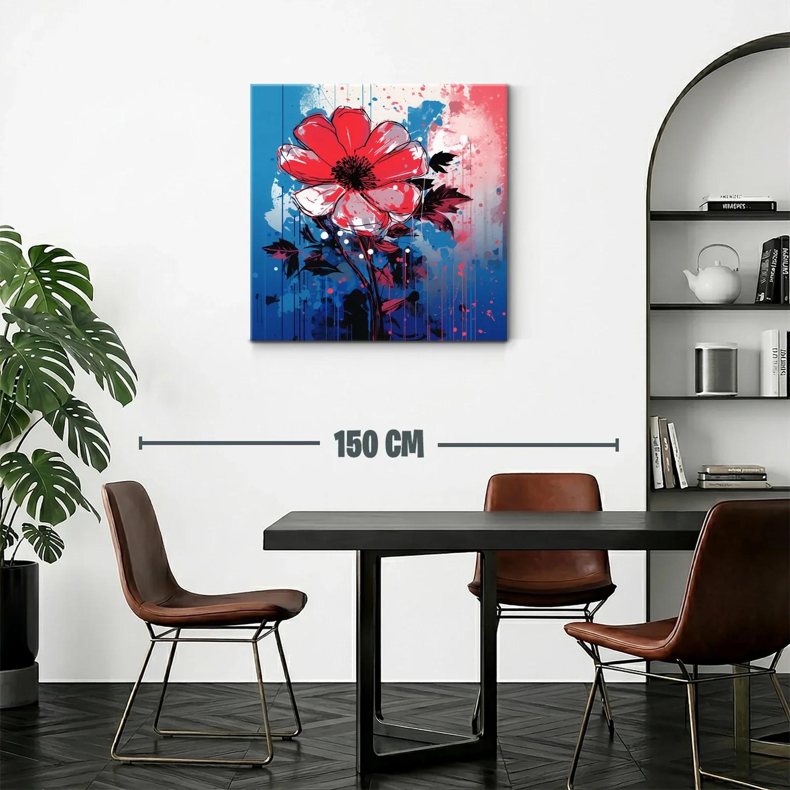 Flor roja vibrante sobre fondo azul y rosa — miniatura 2