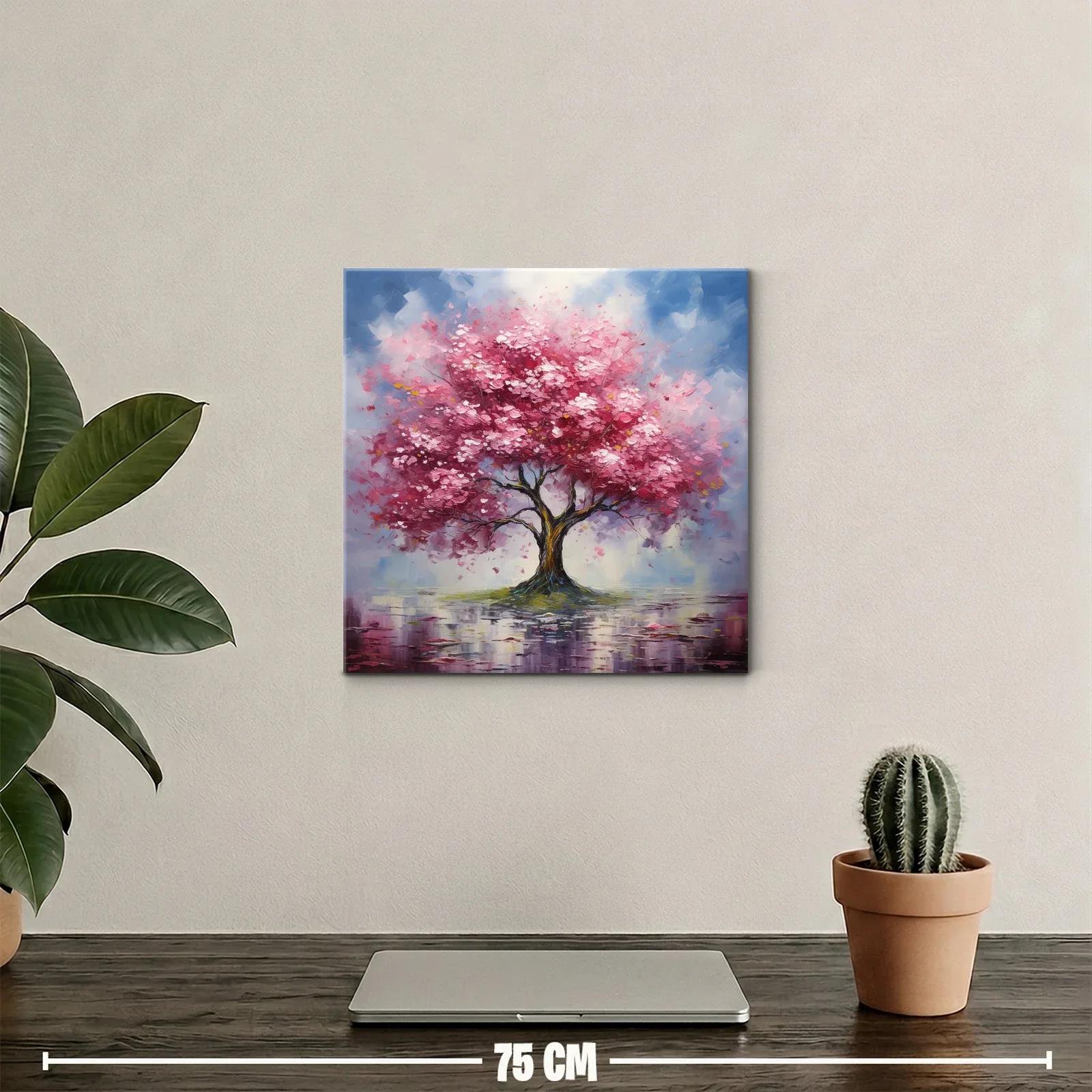 Árbol rosa en paisaje sereno con reflejos delicados — miniatura 2