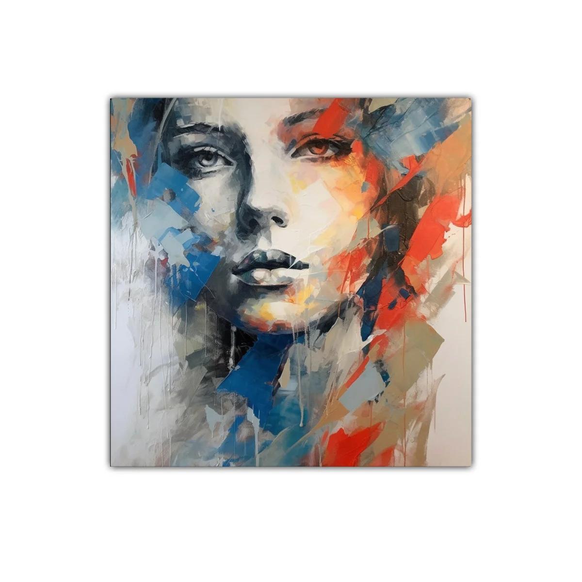 Retrato abstracto con vibrantes tonos cálidos y fríos — imagen principal