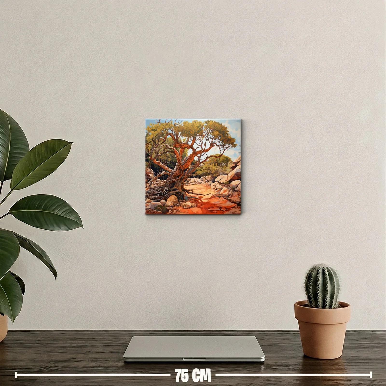 Paisaje natural con árbol antiguo y caminos entre rocas — miniatura 2