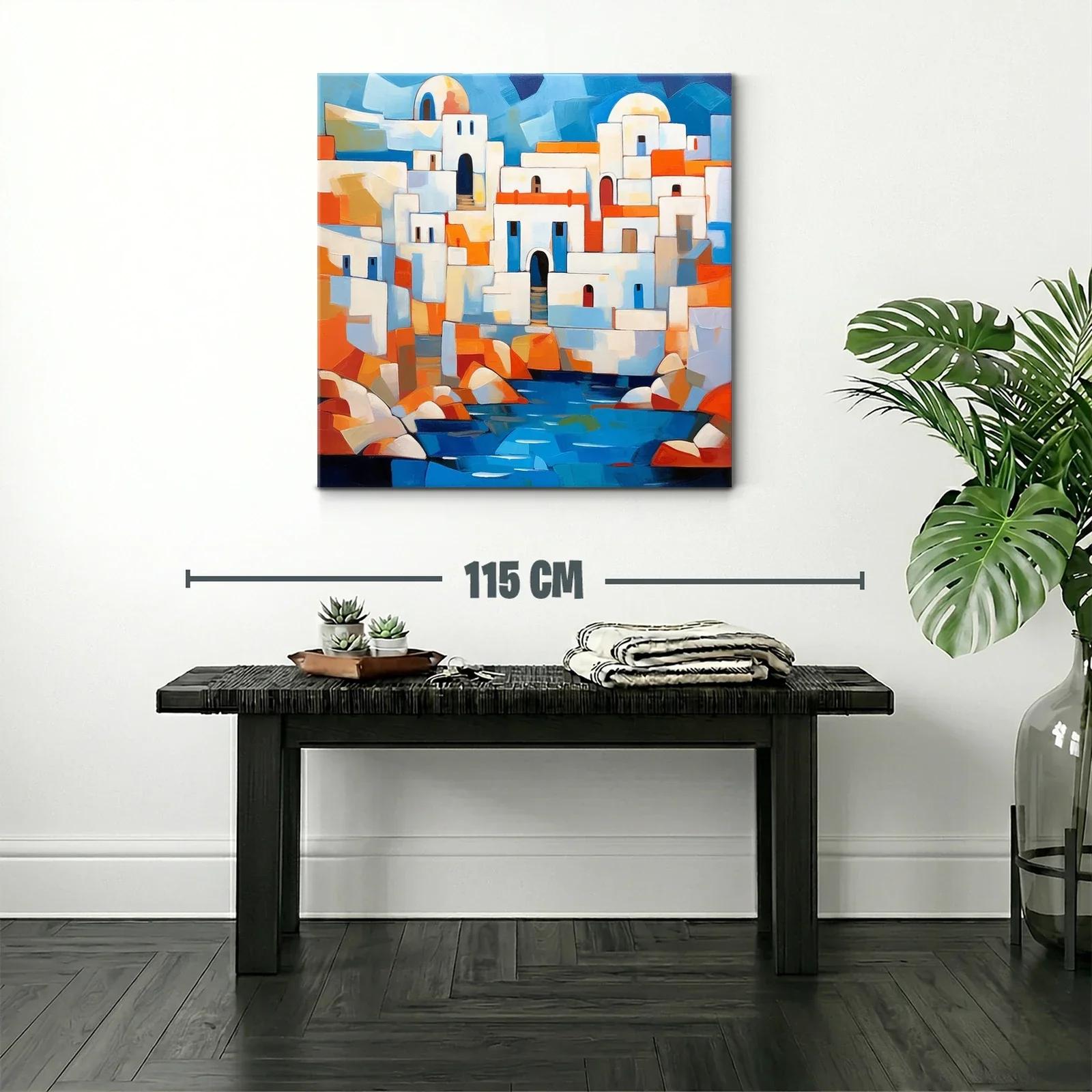Pueblo Mediterráneo en vibrantes tonos azules y naranjas — miniatura 2