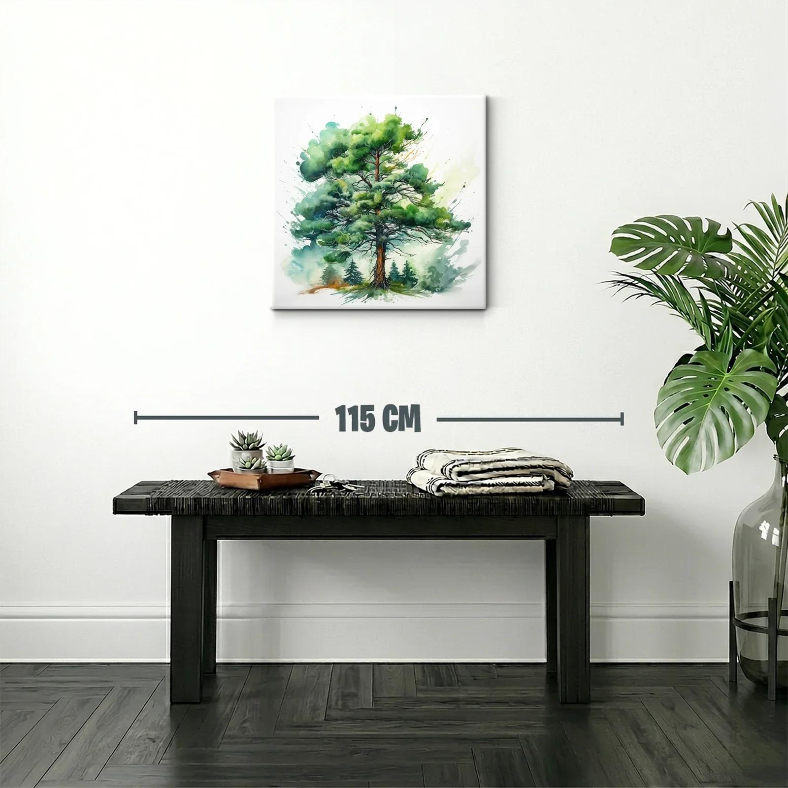 Elegante cuadro con árbol frondoso en tonos verdes vivos — miniatura 2