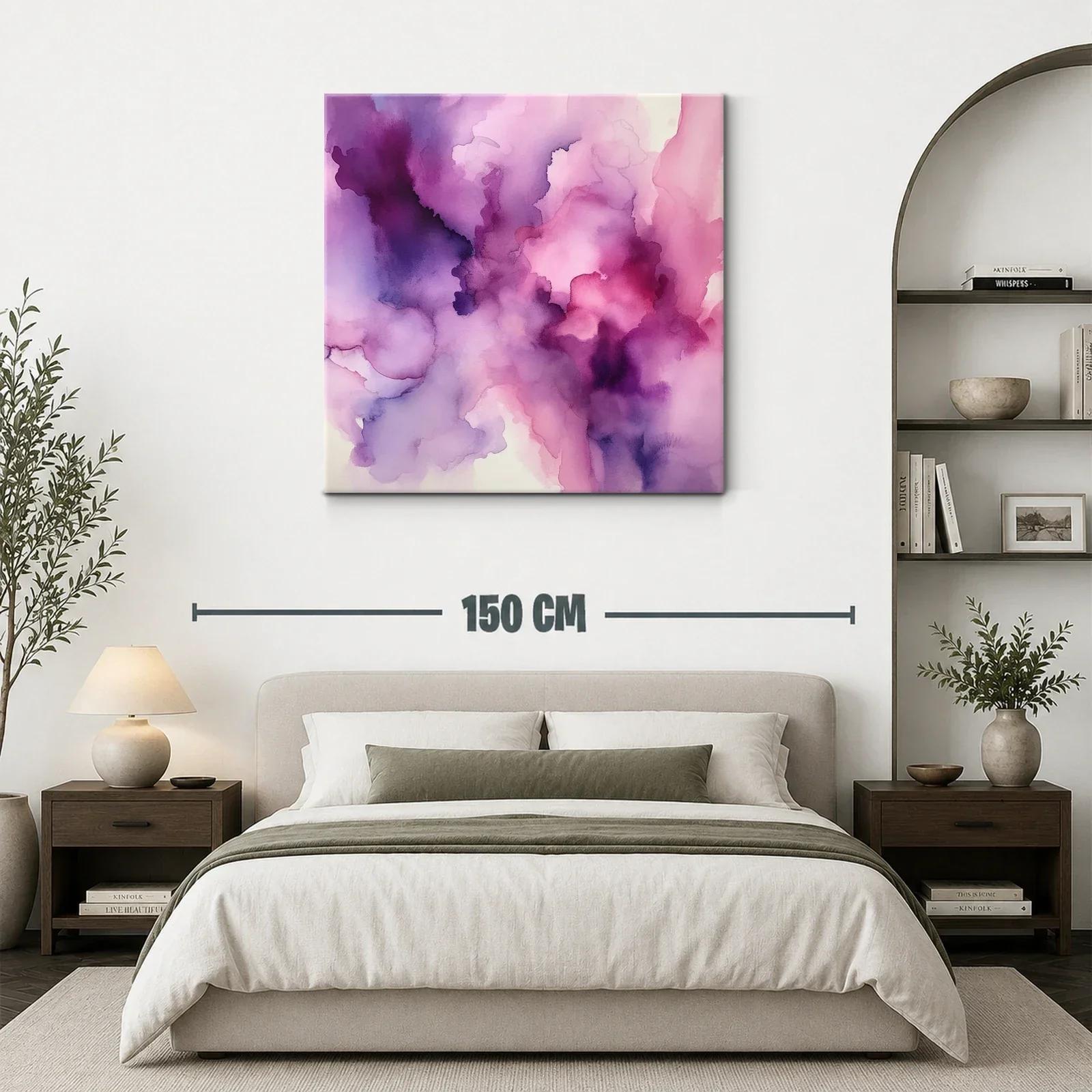 Cuadro abstracto en tonos violetas y rosas suaves — miniatura 3