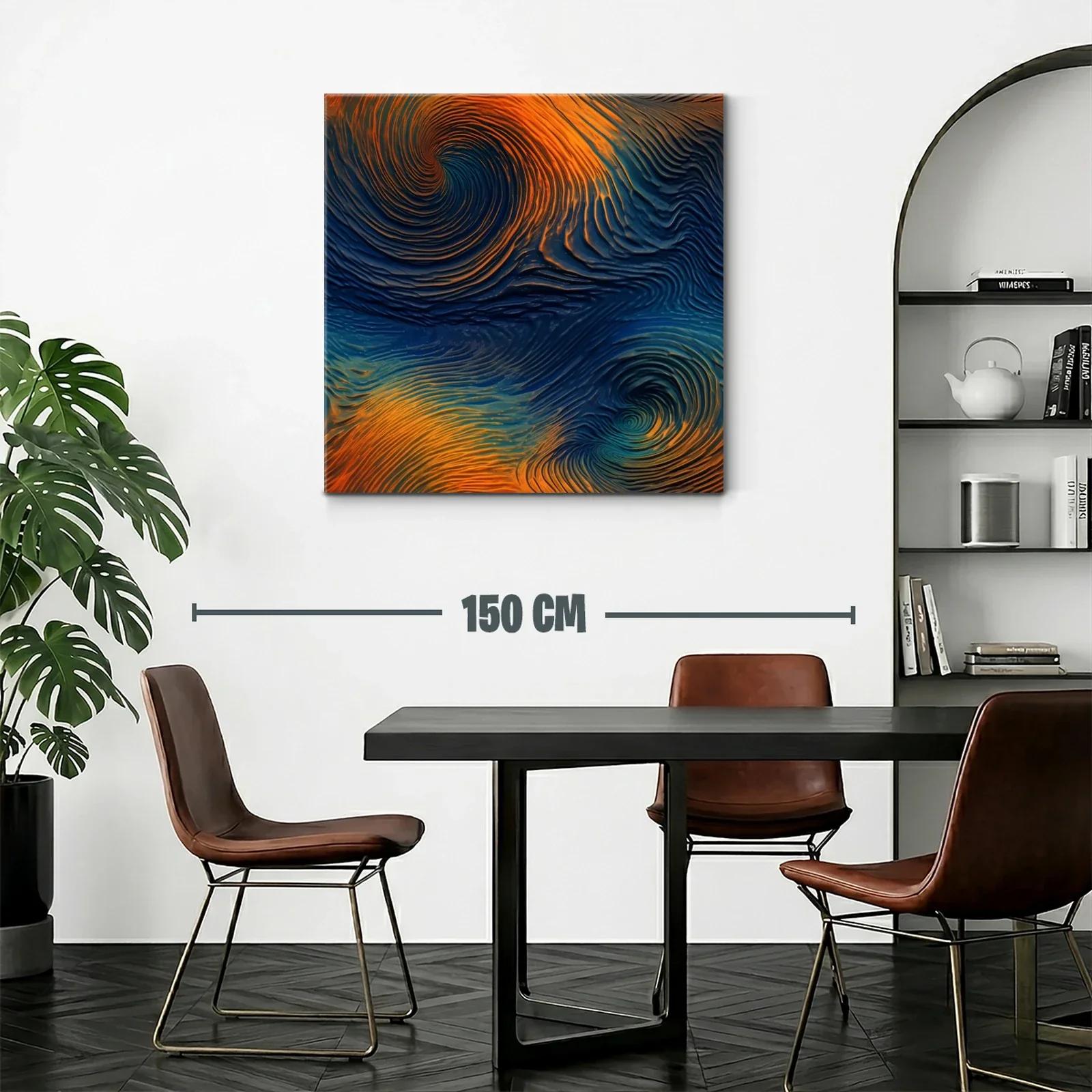 Cuadro abstracto con remolinos en tonos cálidos y profundos — miniatura 2
