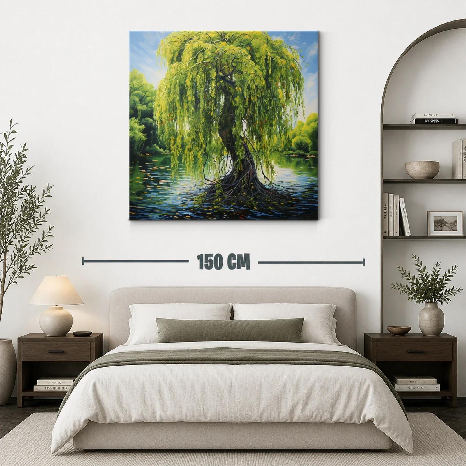Árbol de sauce sobre lago con follaje vibrante — miniatura 3