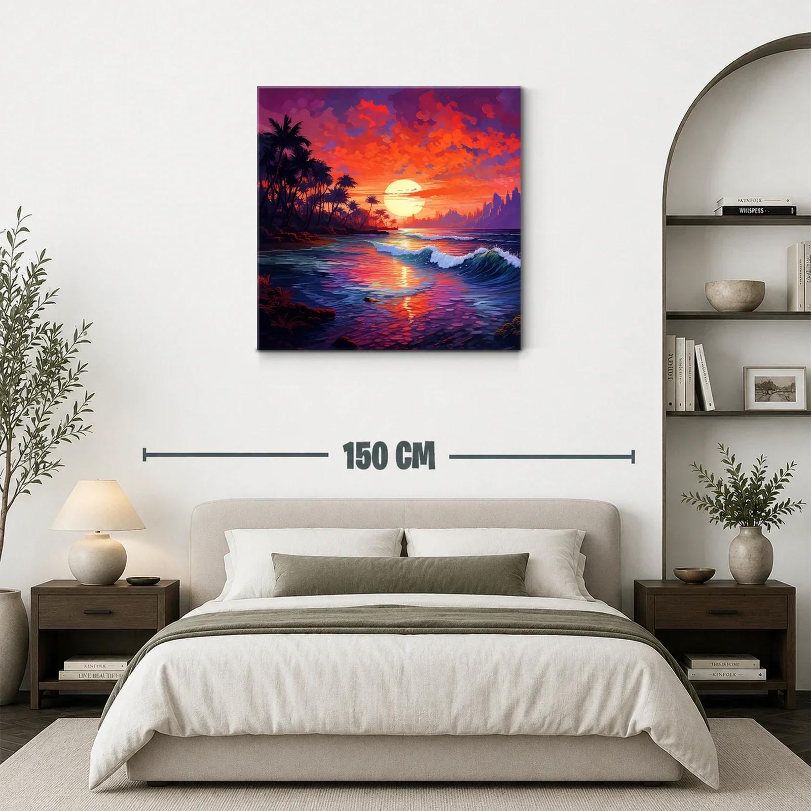 Atardecer vibrante sobre la costa tropical con palmeras — miniatura 3