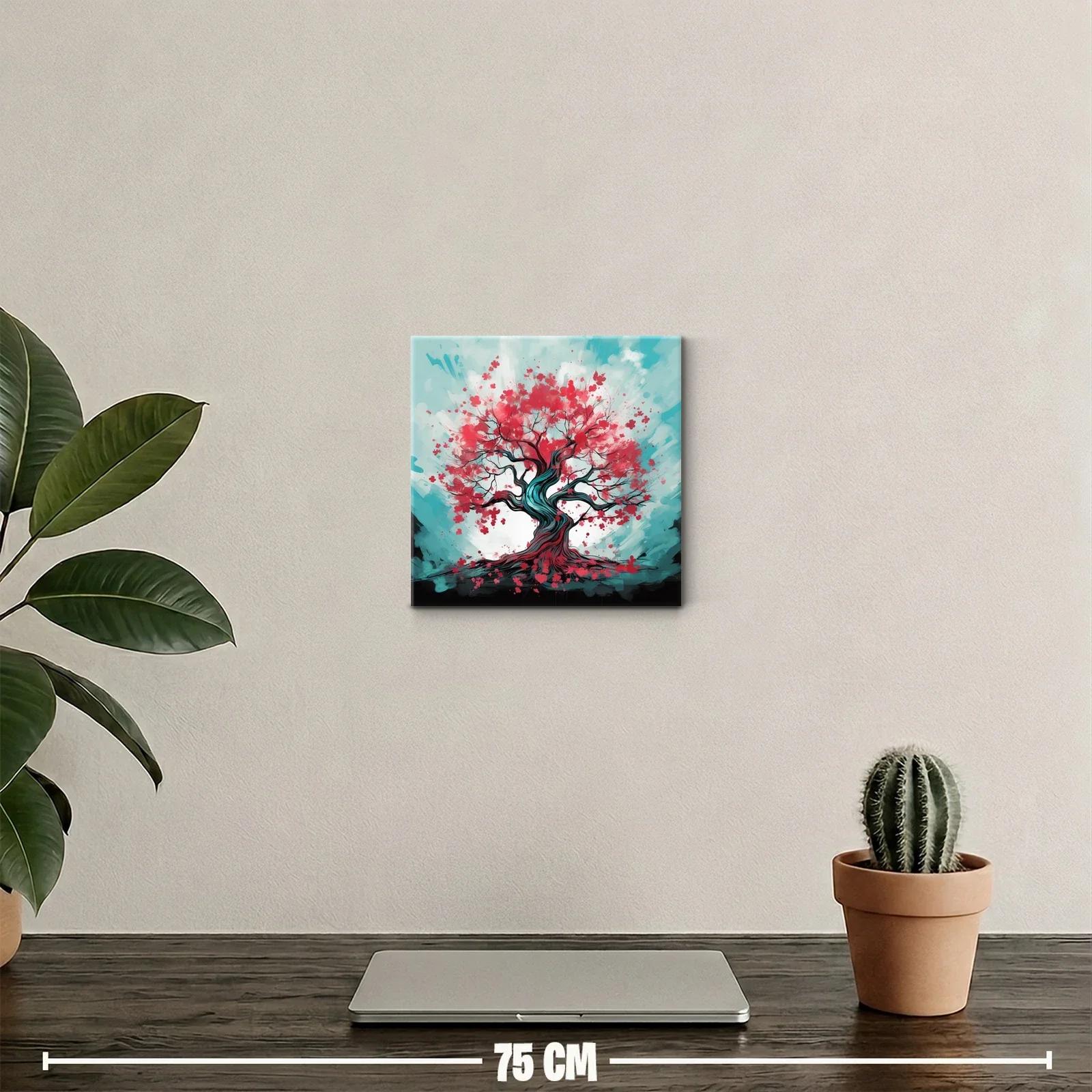 Árbol en flor con vibrantes tonos rojos y azules — miniatura 2