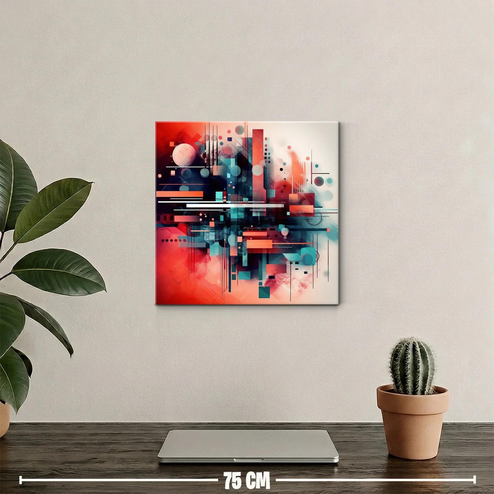 Composición abstracta dinámica en tonos cálidos y fríos — miniatura 2