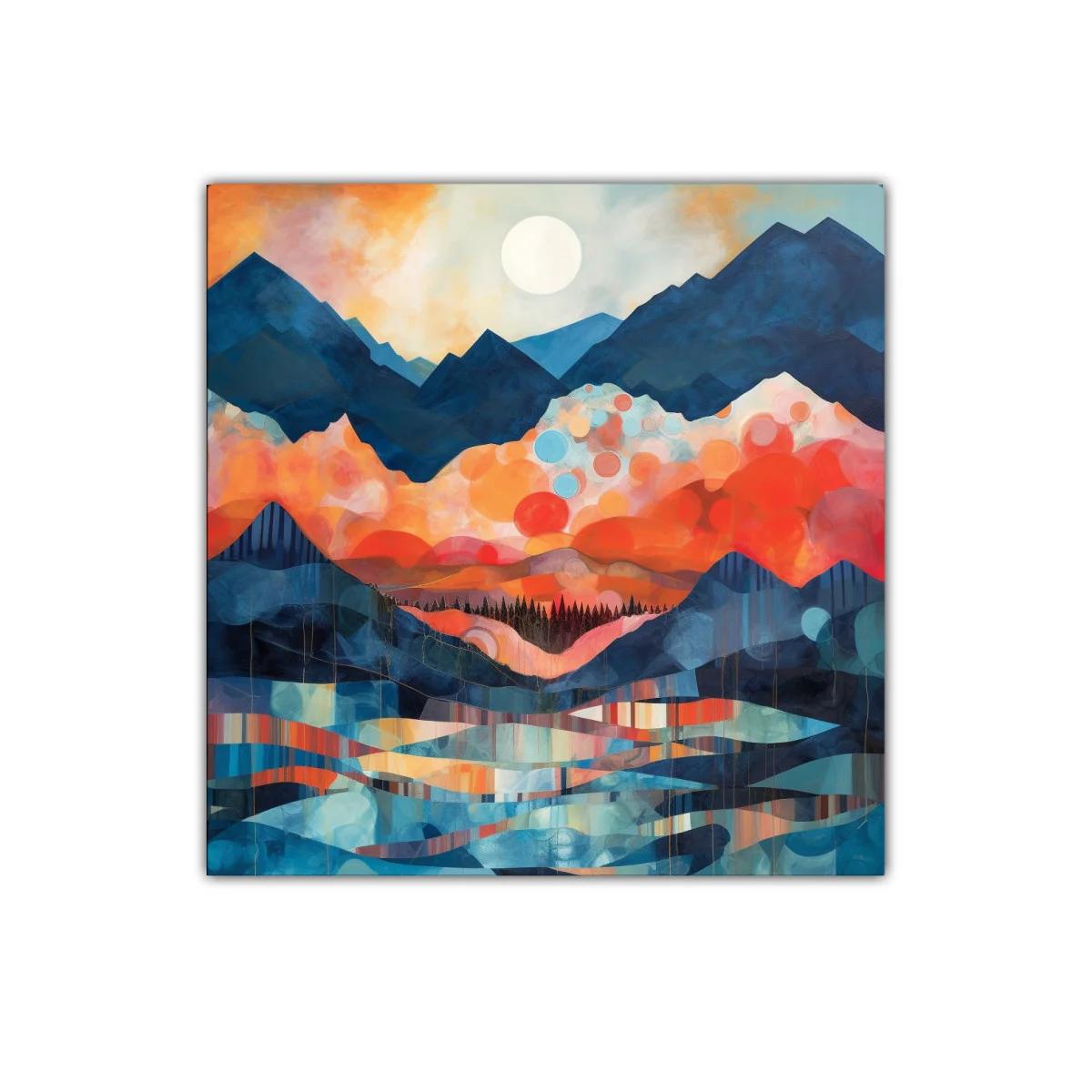 Paisaje de montañas vibrantes con luna llena — imagen principal