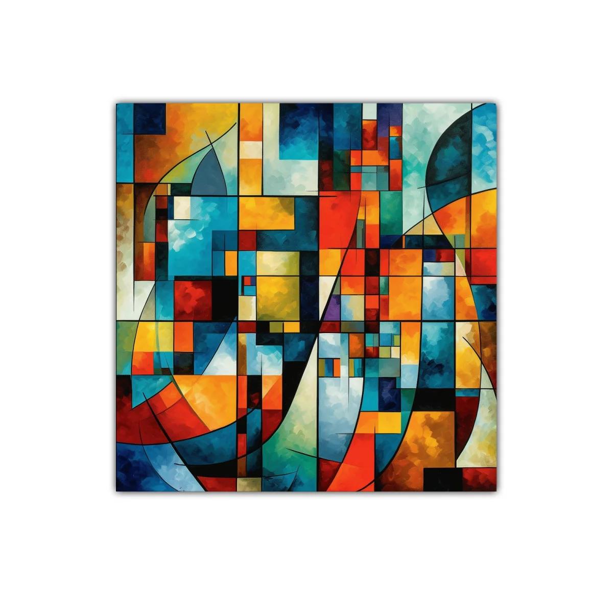 Cuadro decorativo abstracto con vibrantes formas geométricas