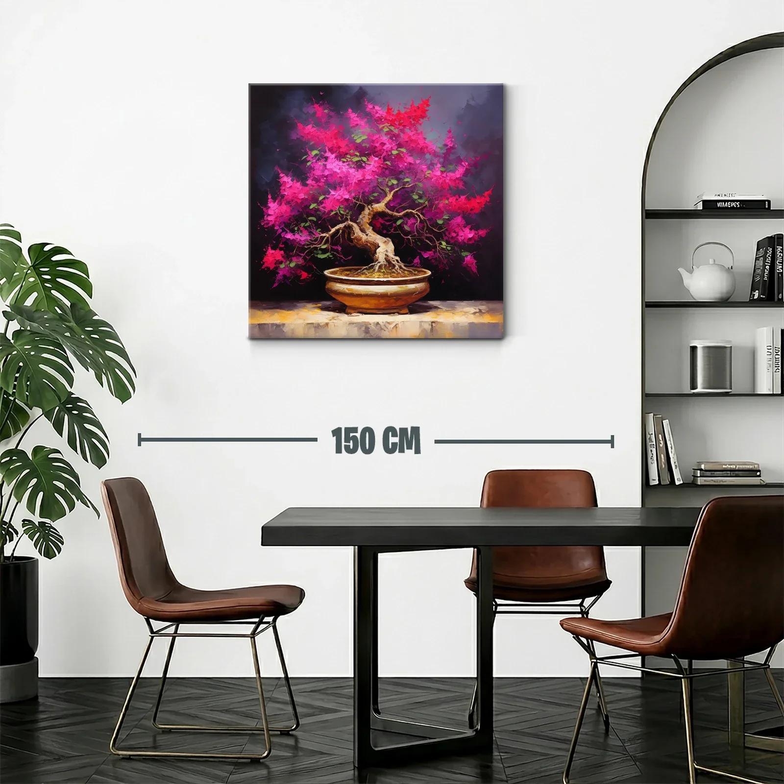 Bonsái en flor con tonos vibrantes y fondo oscuro — miniatura 2