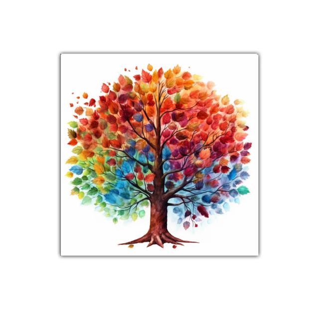 Árbol multicolor con hojas vibrantes y energía natural