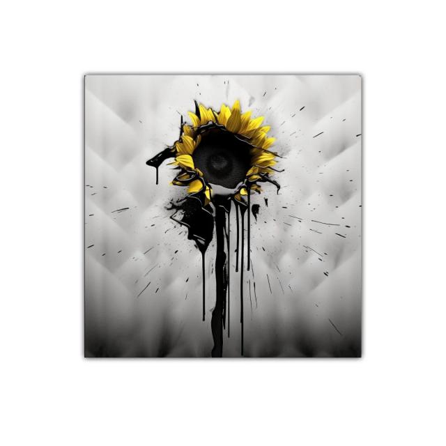 Girasol moderno con toque de tinta negra expresiva