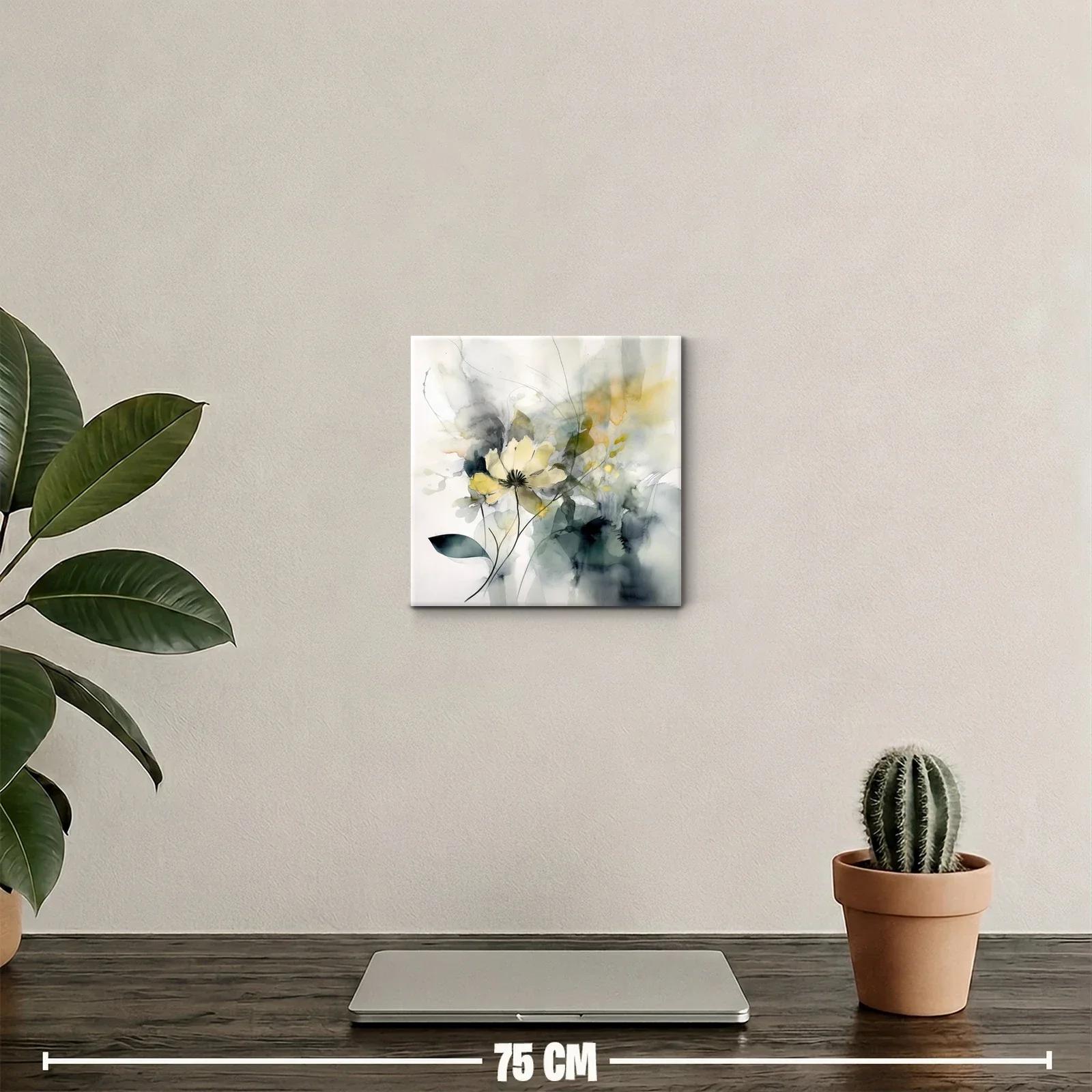 Cuadro floral acuarela en tonos suaves y difuminados — miniatura 2