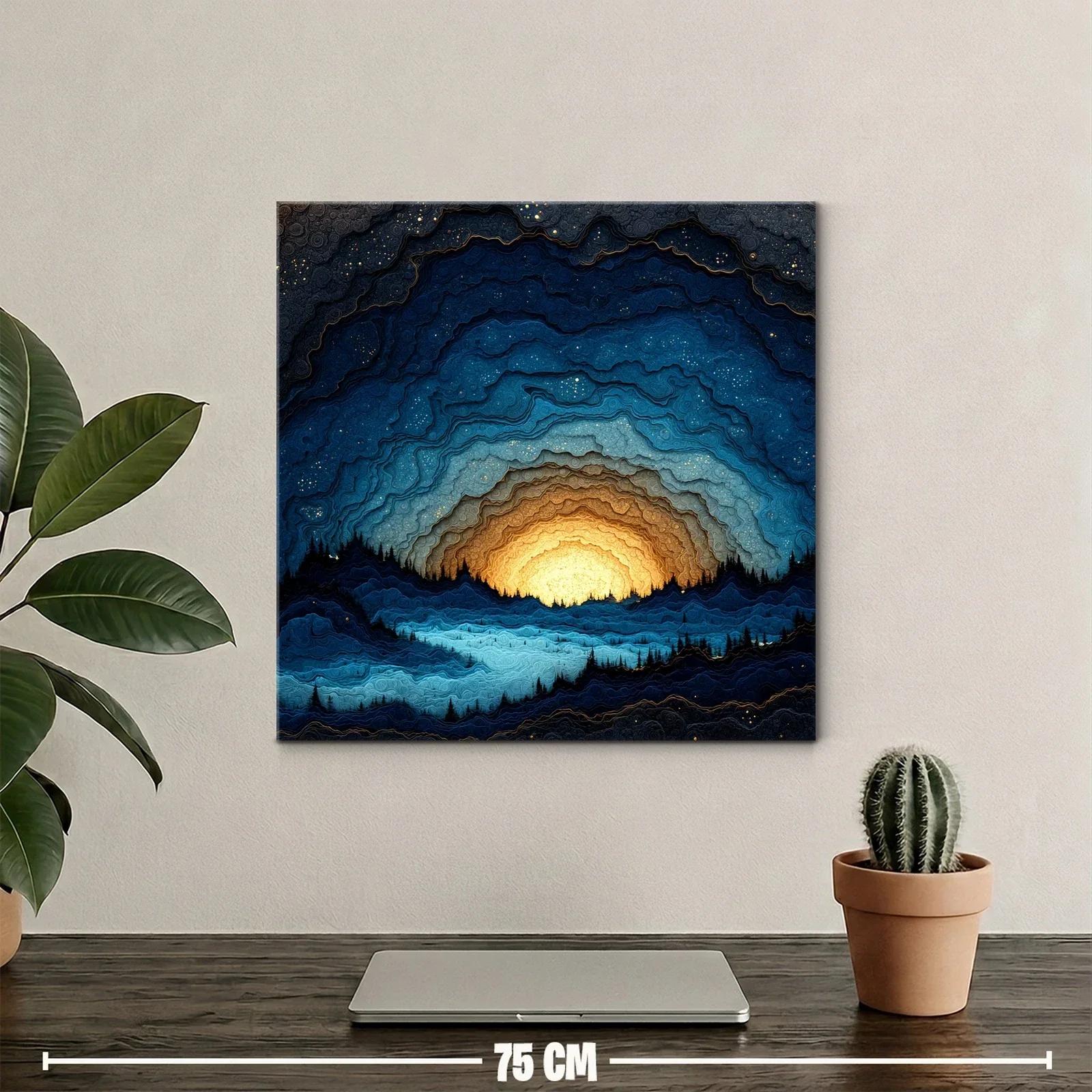 Atardecer estrellado en montañas onduladas azuladas — miniatura 2