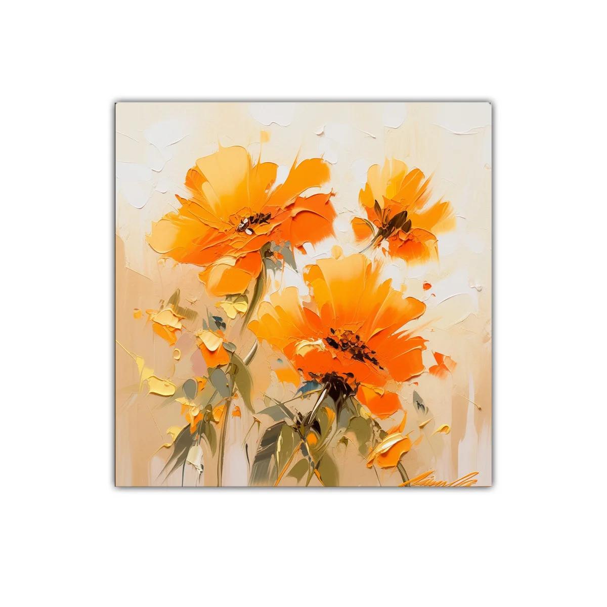 Cuadro decorativo flores vibrantes en tonos cálidos — imagen principal