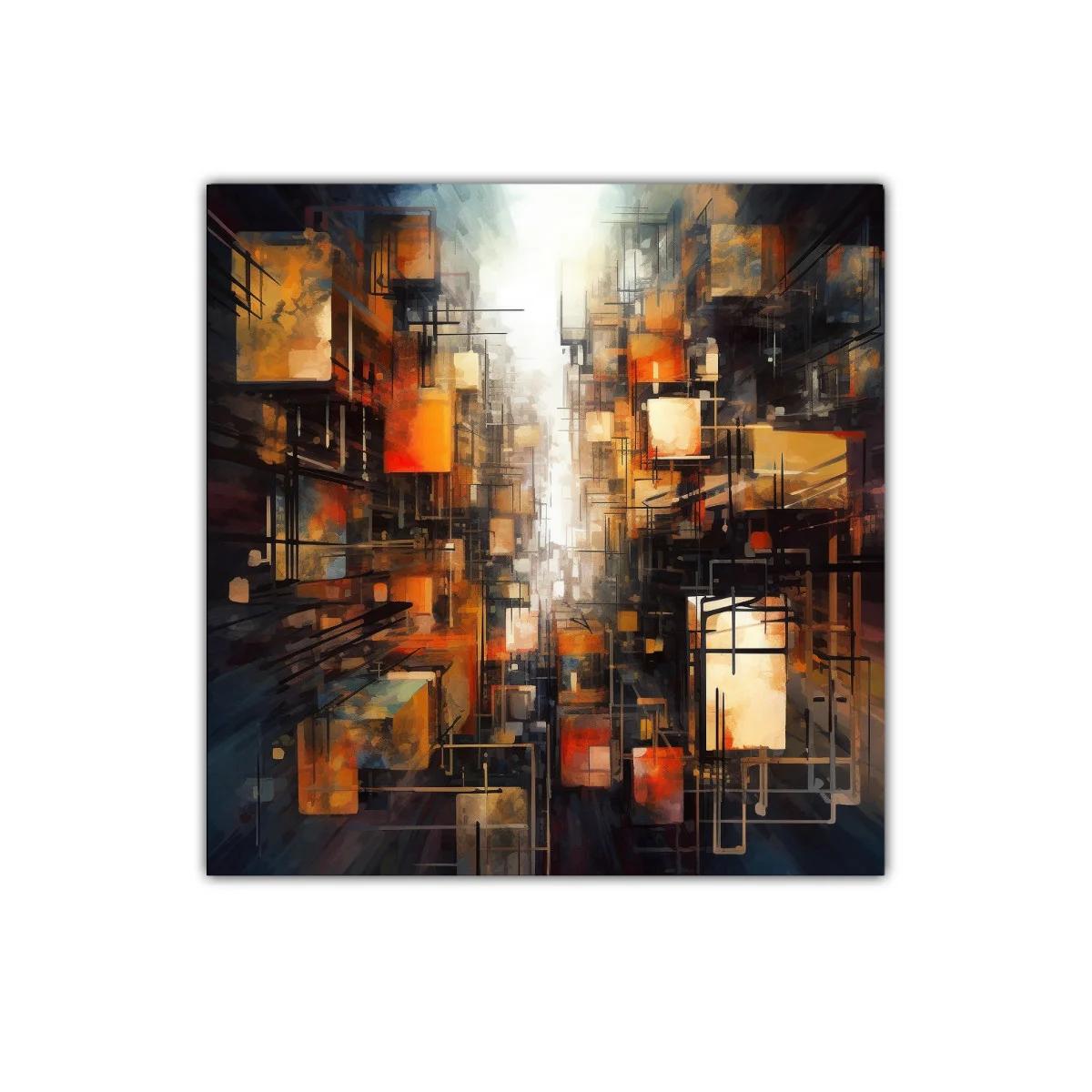 Composición abstracta urbana con tonos cálidos y estructurados — imagen principal
