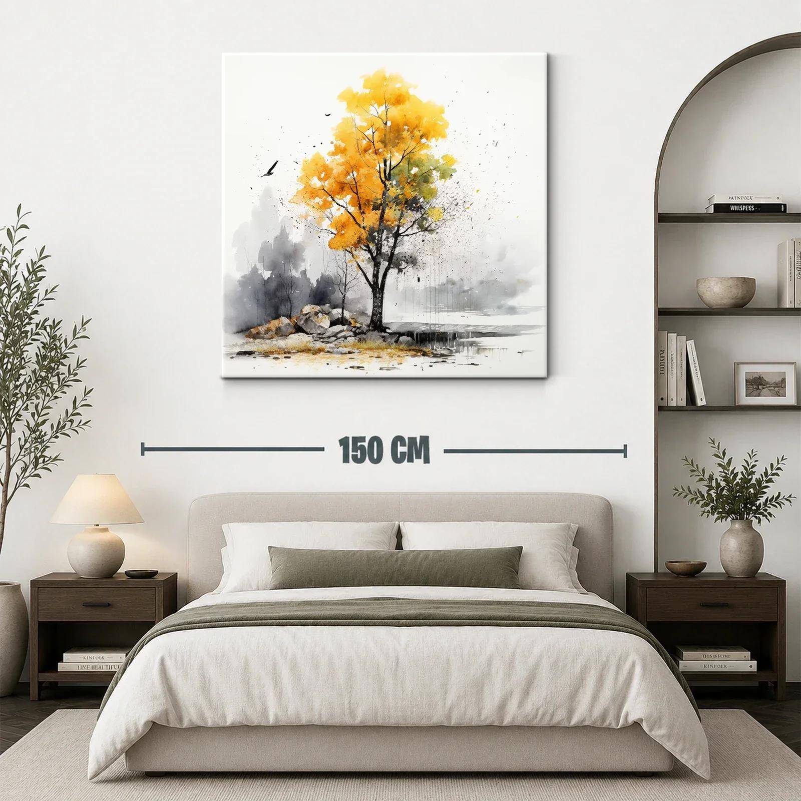 Árbol otoñal con tonalidades doradas y grises suaves — miniatura 3